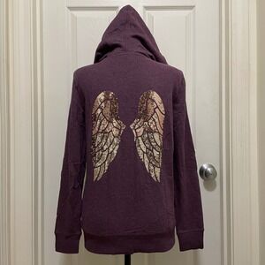 NEW Victoria Secret Pink Angel Wing Sequin Hoodie Sweatshirt NWT McBling Y2K XS